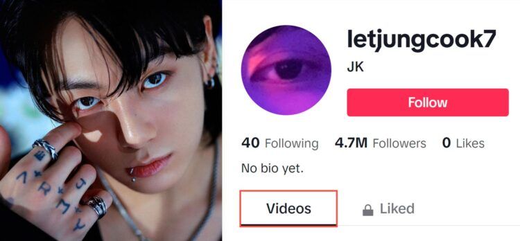 Jungkook TikTok account revealed by mistake