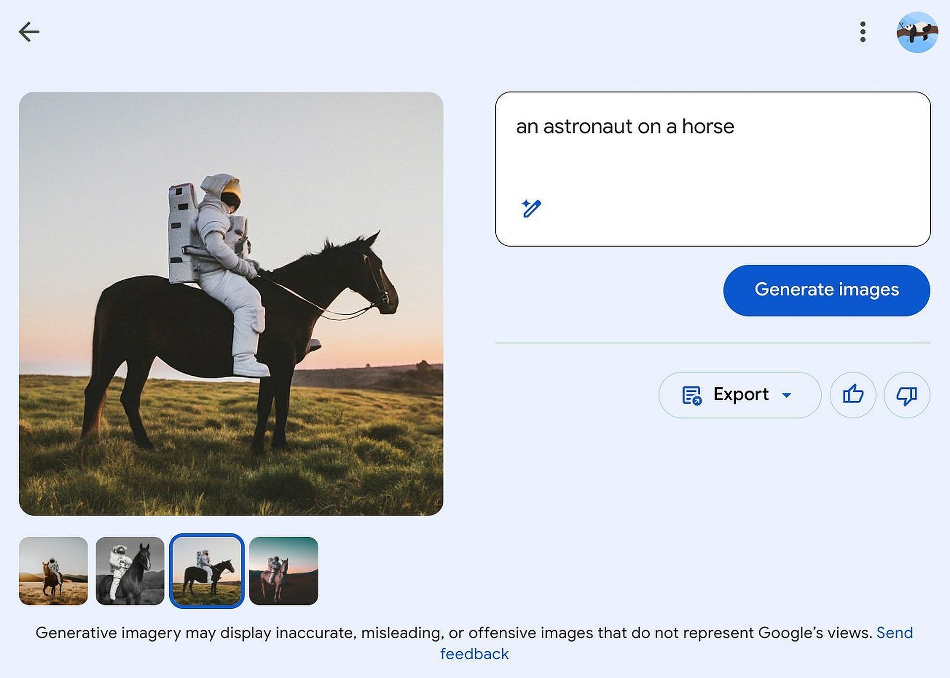 Генератор изображений Google AI в поиске