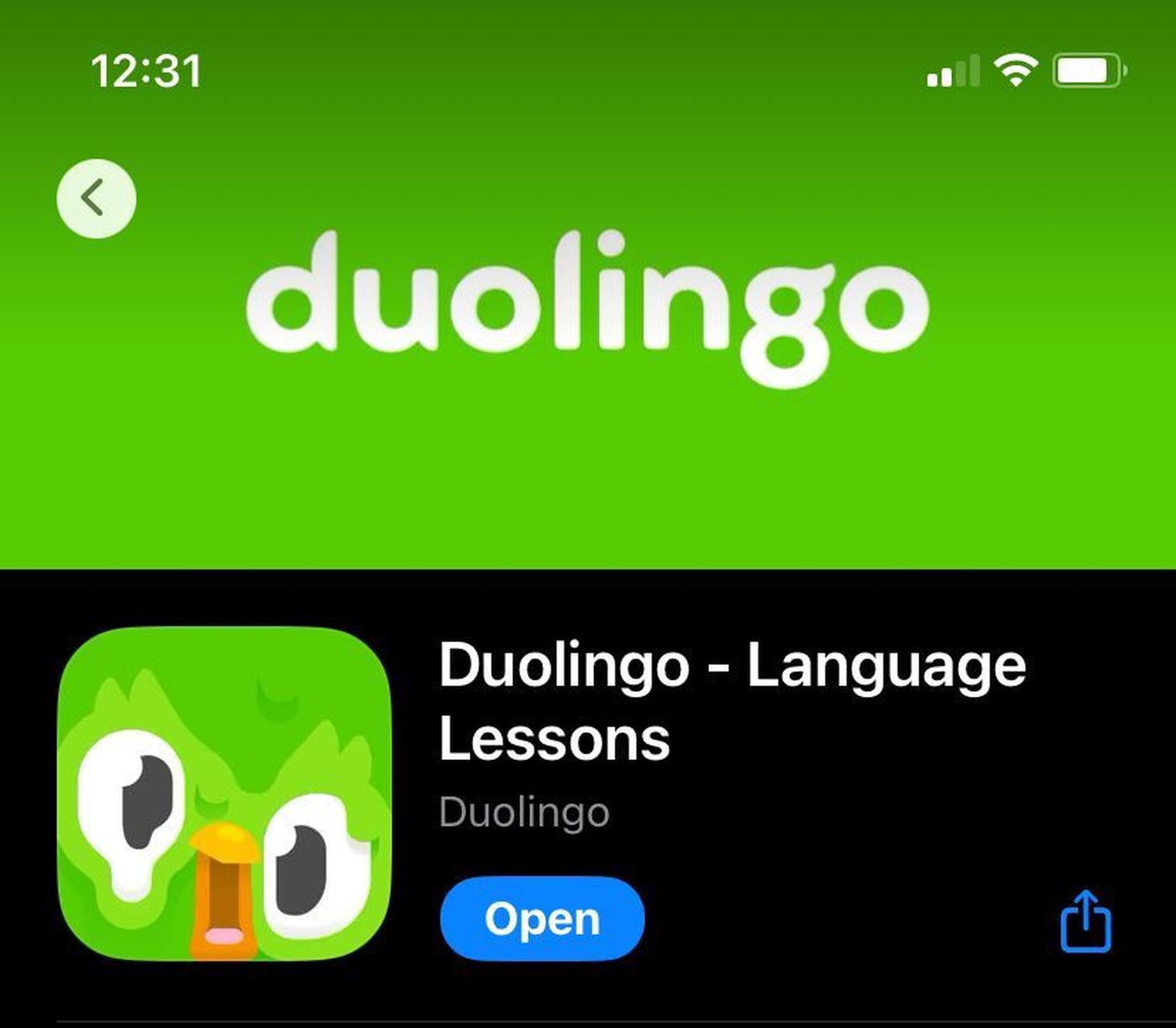 Тающая иконка приложения Duolingo