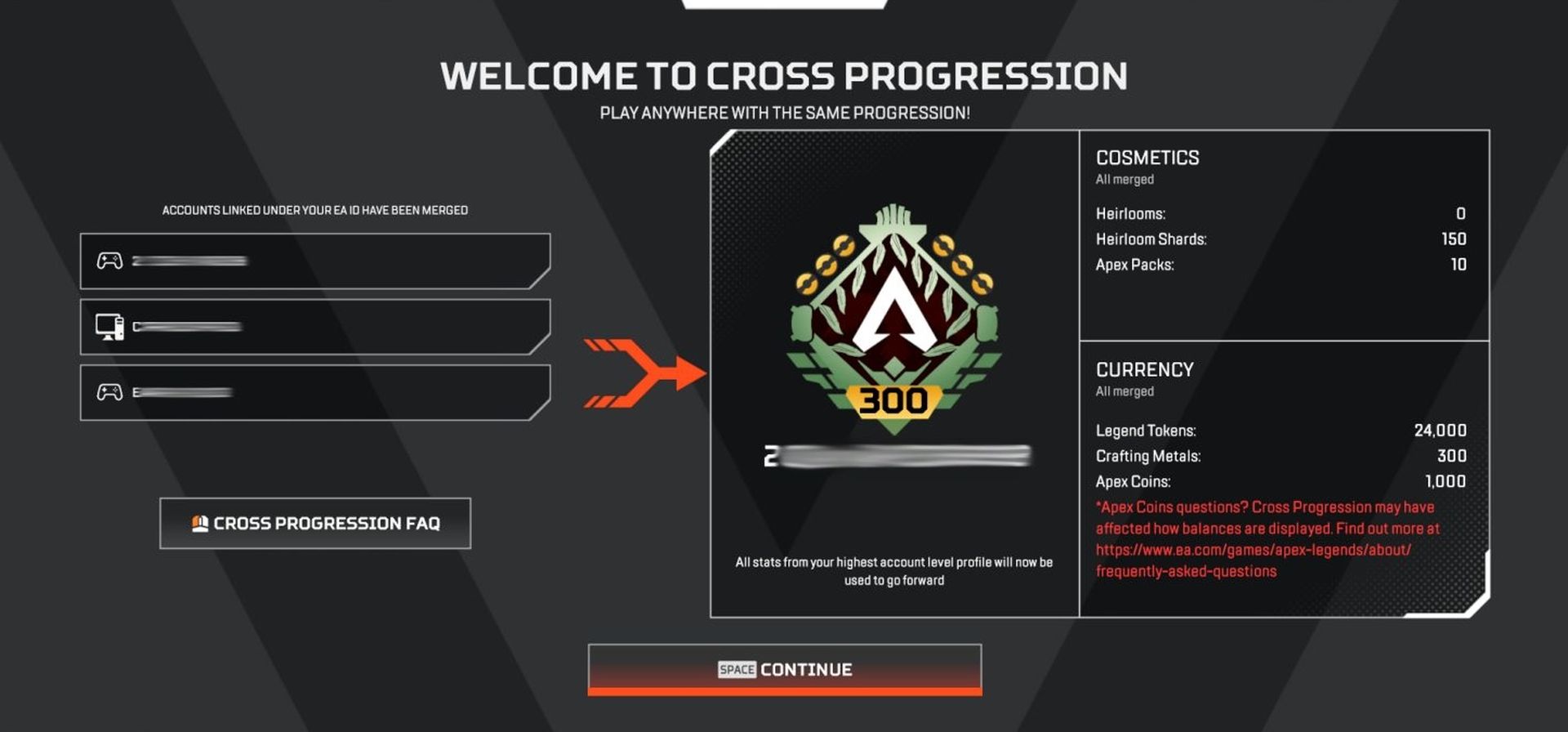 Apex Legends cross progression
