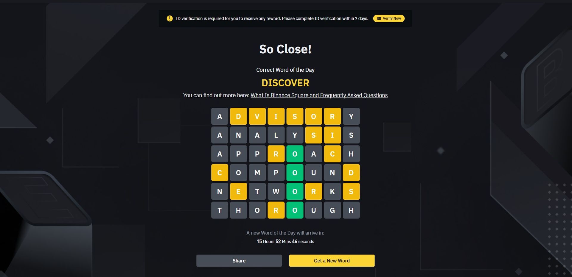 Binance word of the days answers