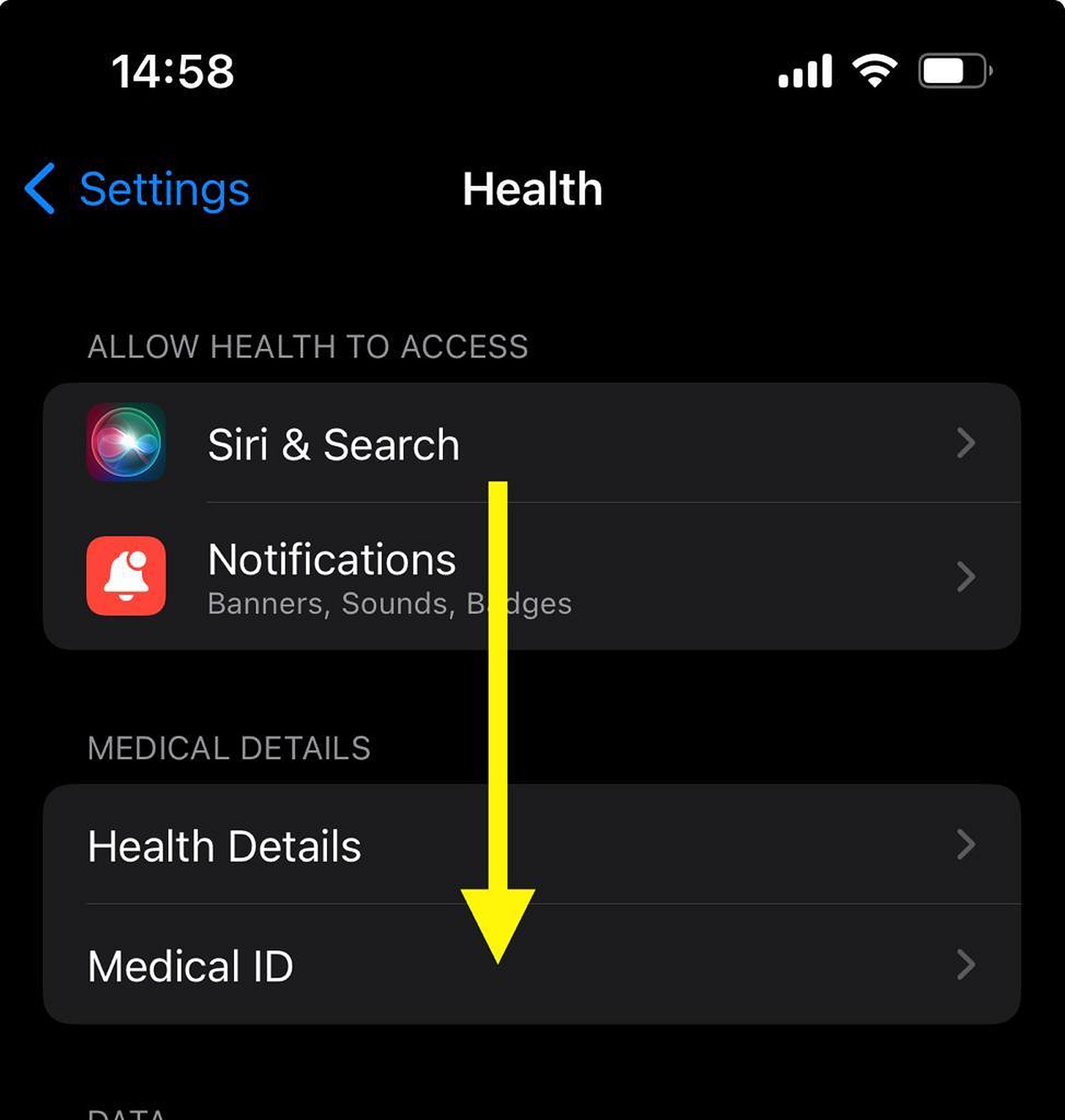 Cómo editar la identificación médica en iPhone usando la aplicación Salud