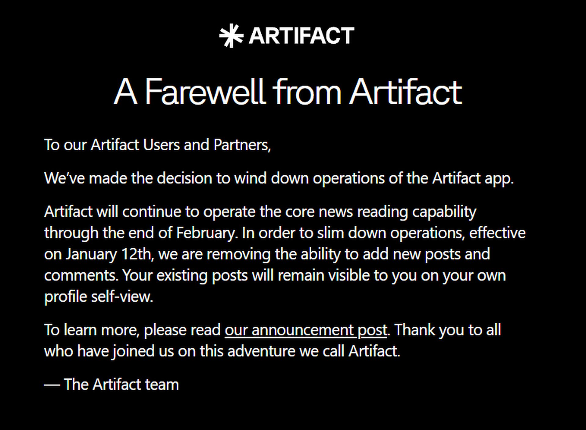 Why is Artifact shutting down?
