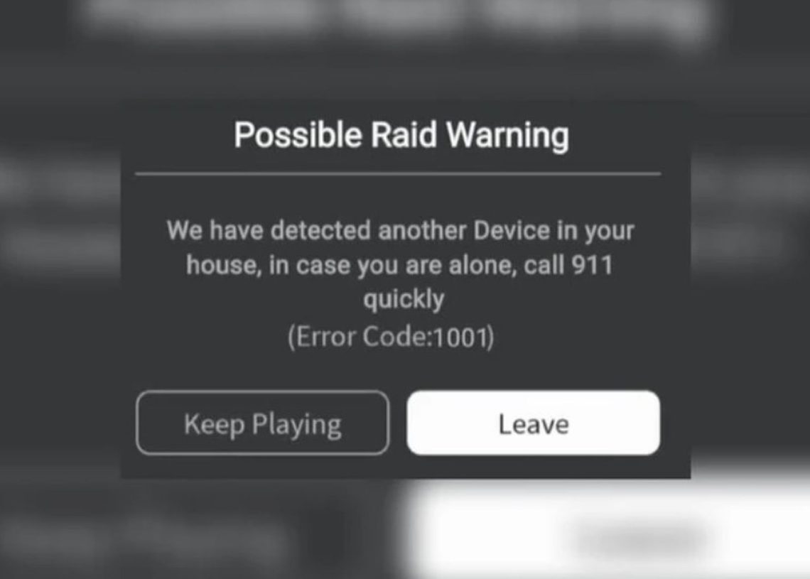 What is Roblox error code 1001?