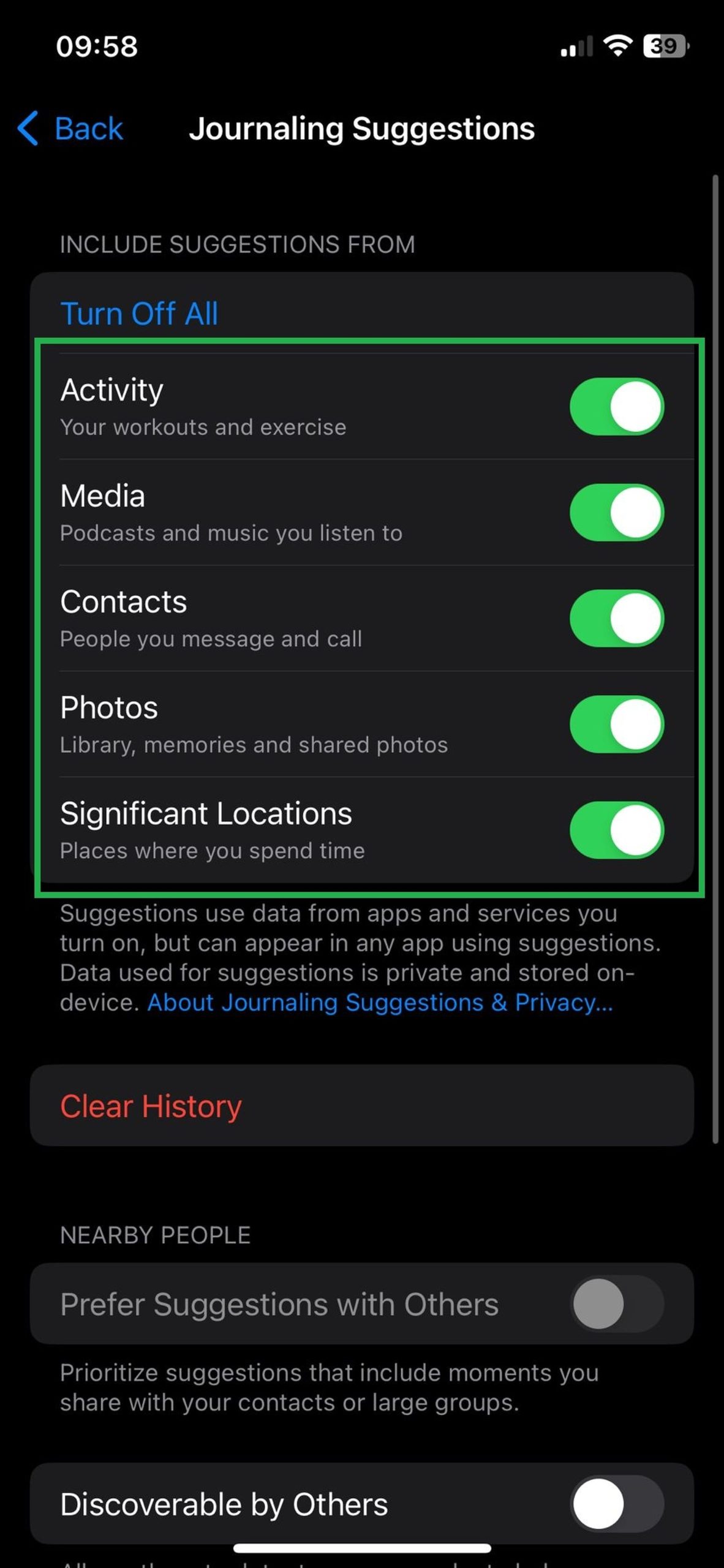 Могут ли другие пользователи найти iPhone с предложениями Apple Journaling Offers?