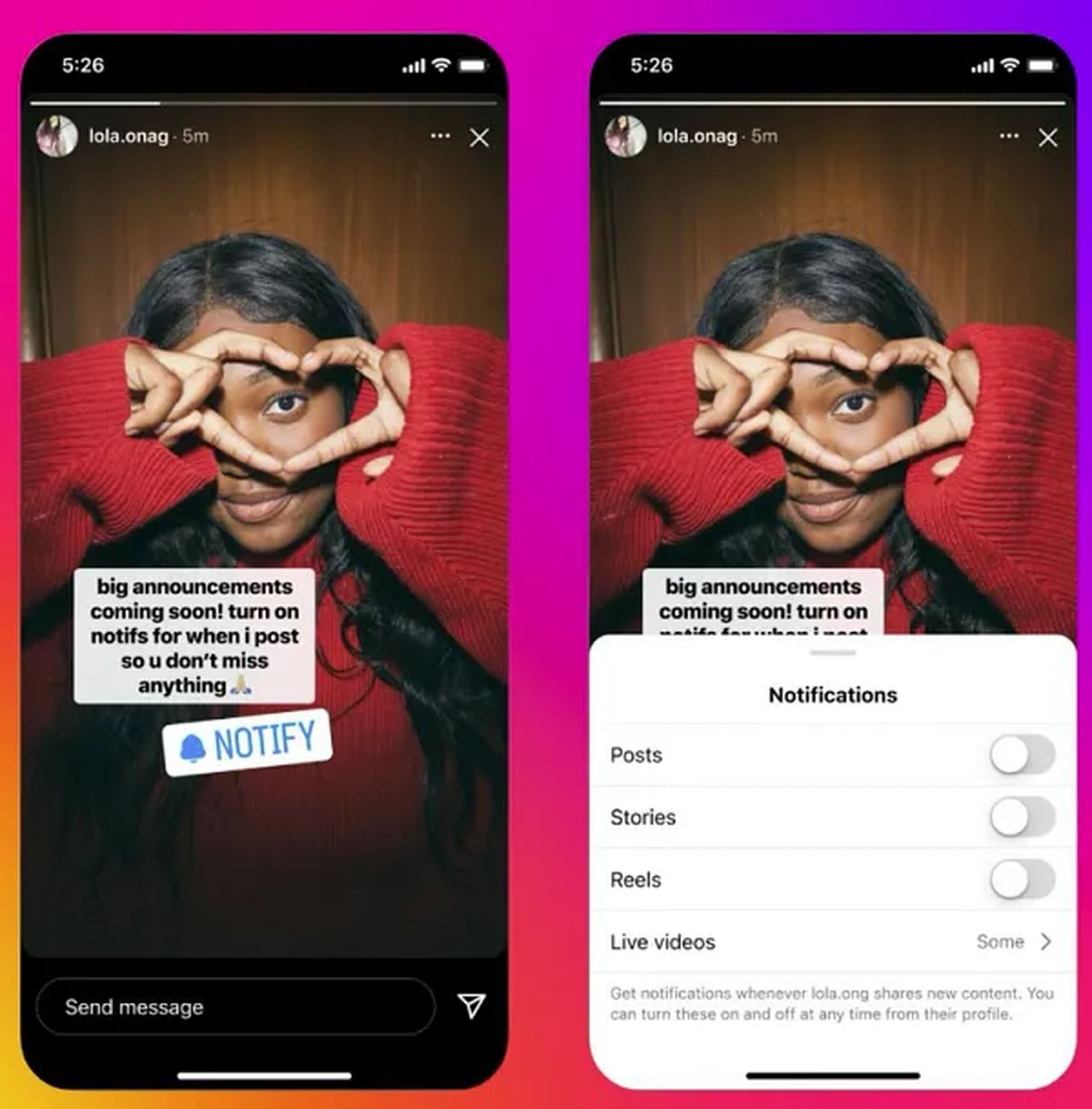 Nie przegap: nowej naklejki „Powiadom” na Instagramie dla twórców