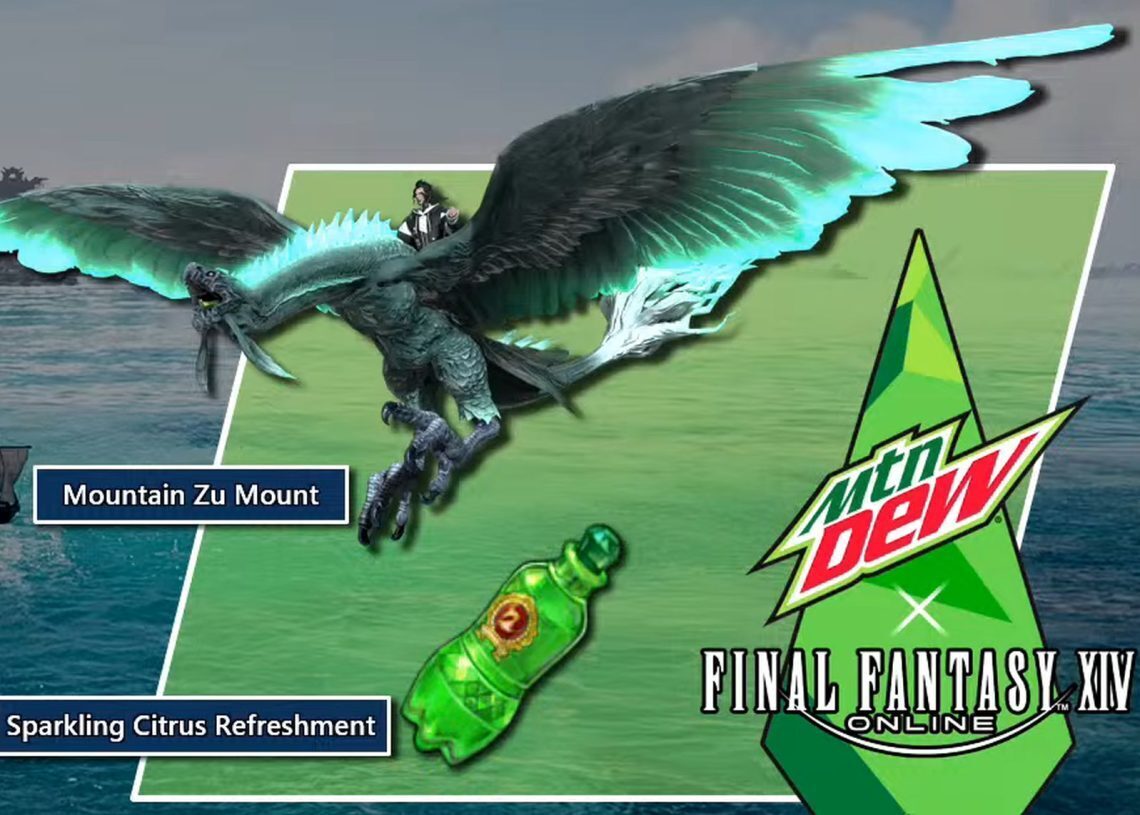 Mountain Dew FFXIV promo Mountain Zu mount