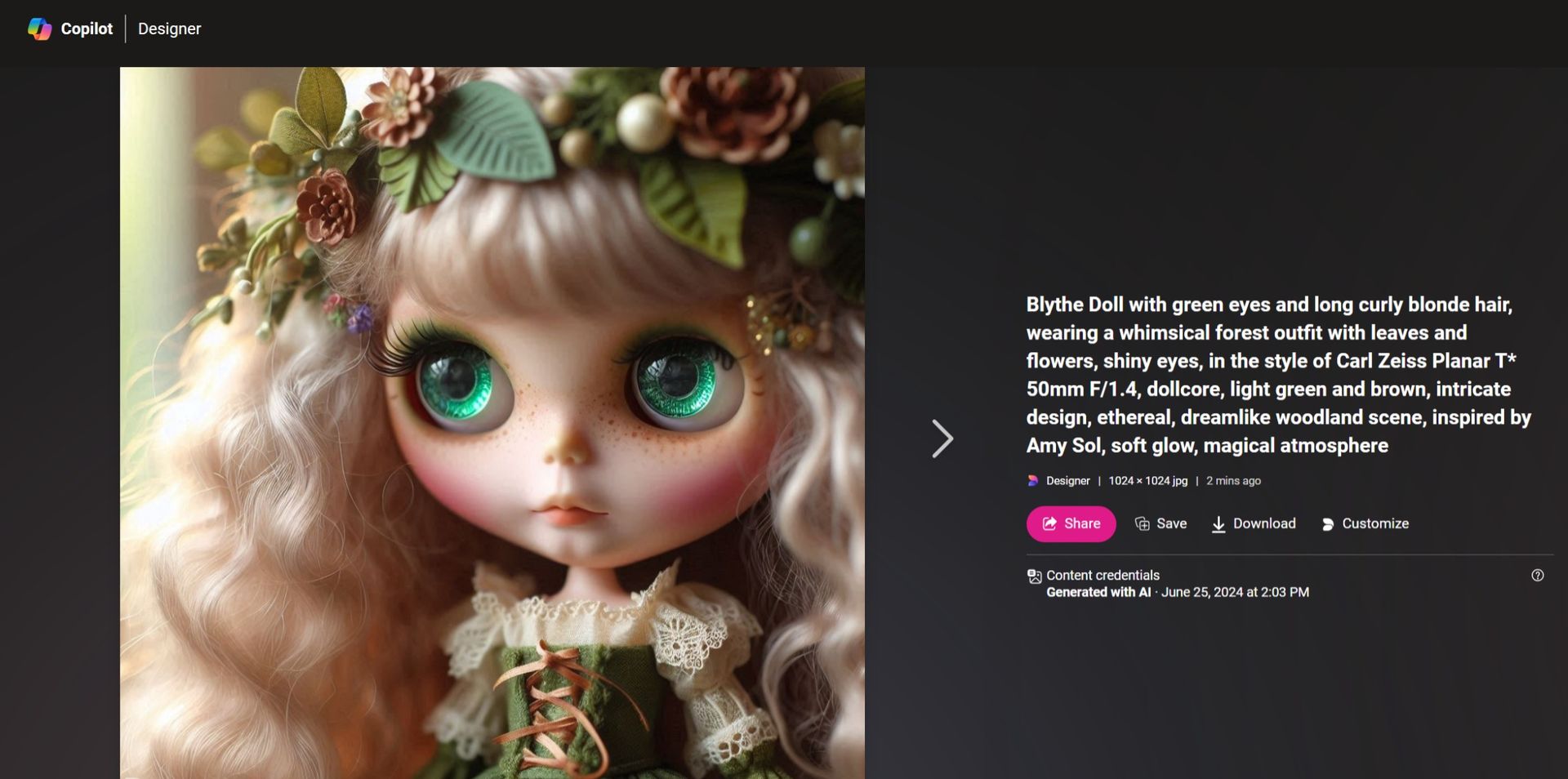 Hai bisogno di questo messaggio per i generatori di intelligenza artificiale Blythe Doll personalizzati