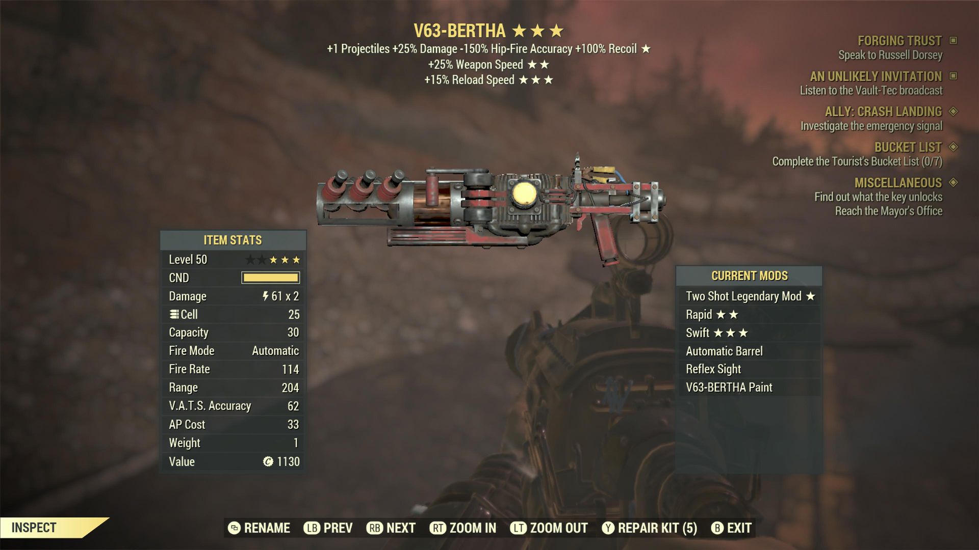 Como obter novas armas do Fallout 76 Skyline Valley