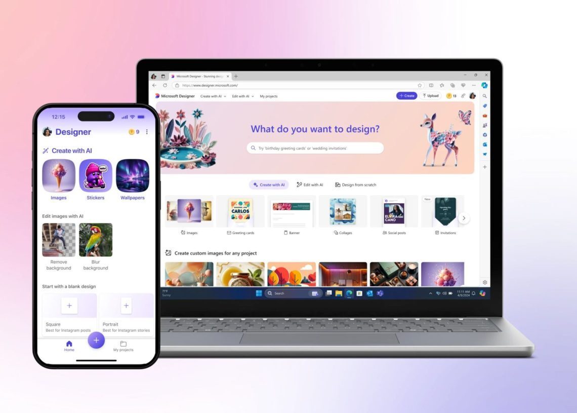 Microsoft Designer app available on Android and iOS platforms