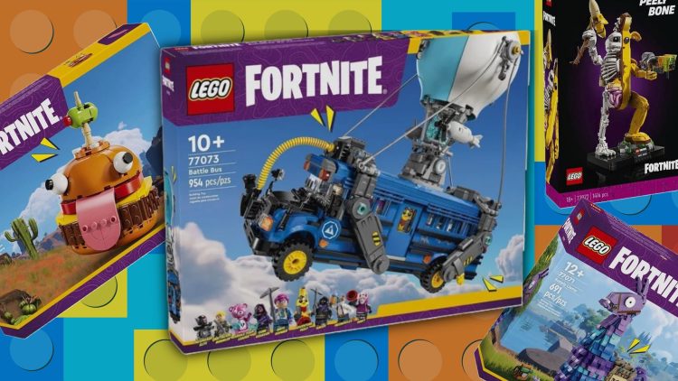 Lego Fortnite battle bus and mascots turned into bricks