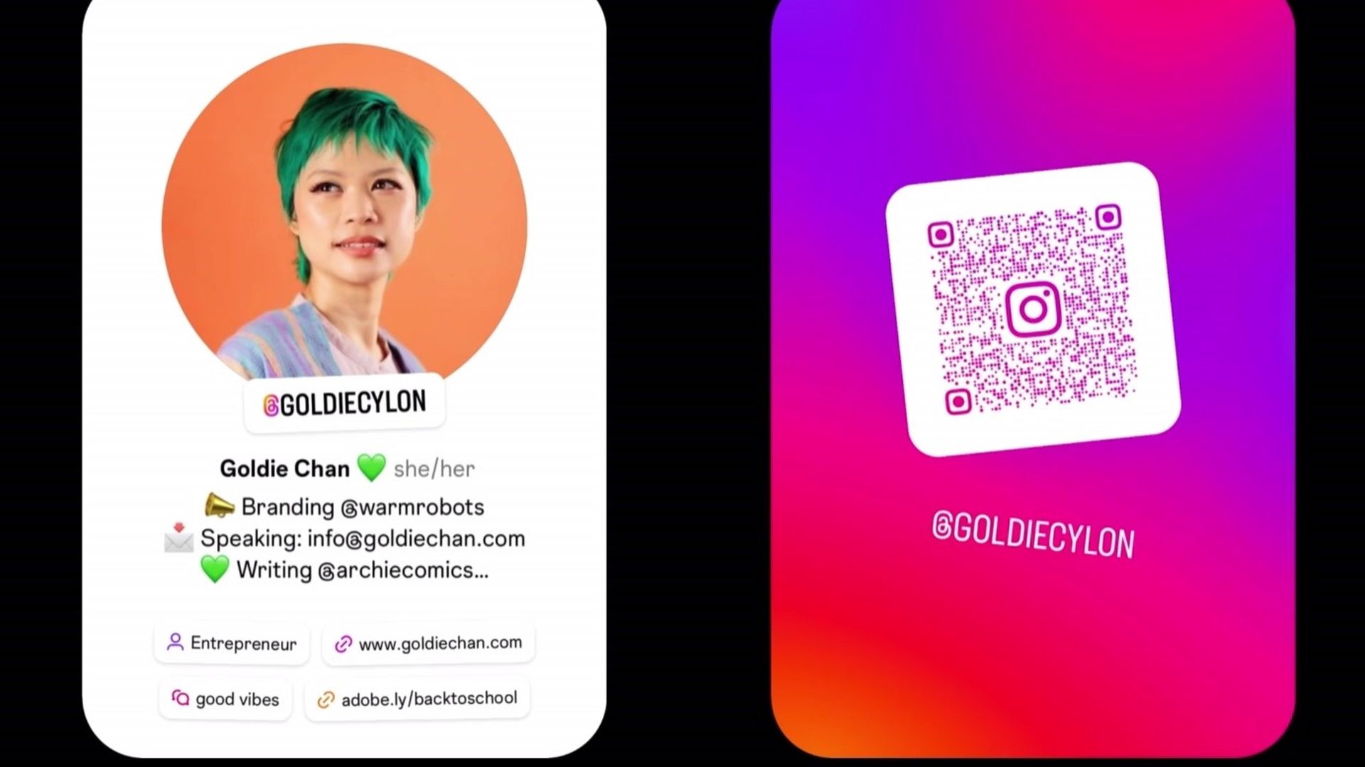 Les cartes de profil Instagram sont désormais recto verso