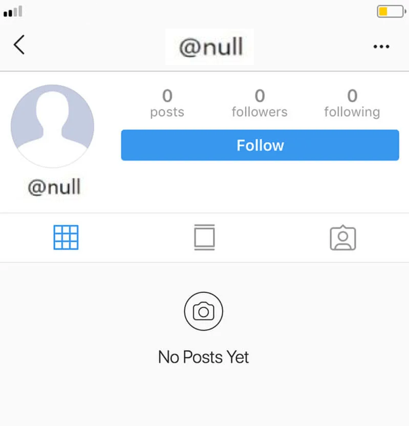 What does null mean on Instagram?