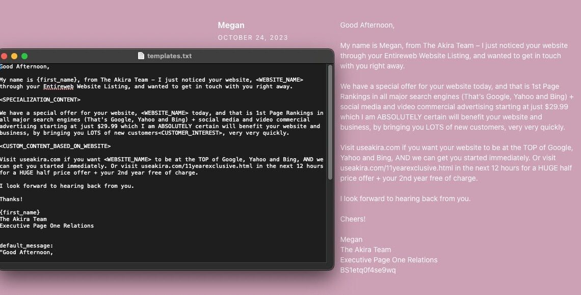 AI Spam Bot AkiraBot Targets Websites for SEO Scam