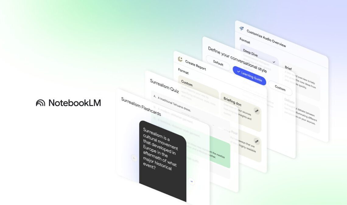 Google NotebookLM adds flashcard, quiz, report generation