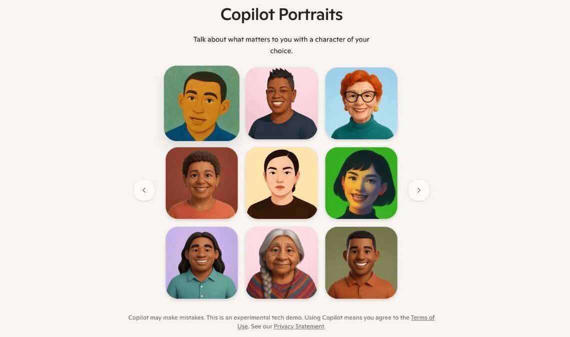 Microsoft tests Copilot "portraits" with animated avatars