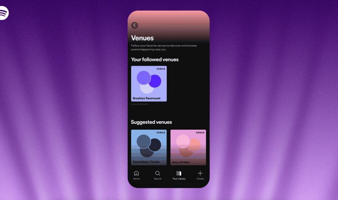 Spotify lets users follow venues for concert updates