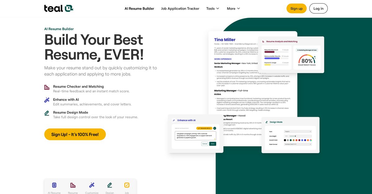 Teal Resume Builder Teal Resume Builder