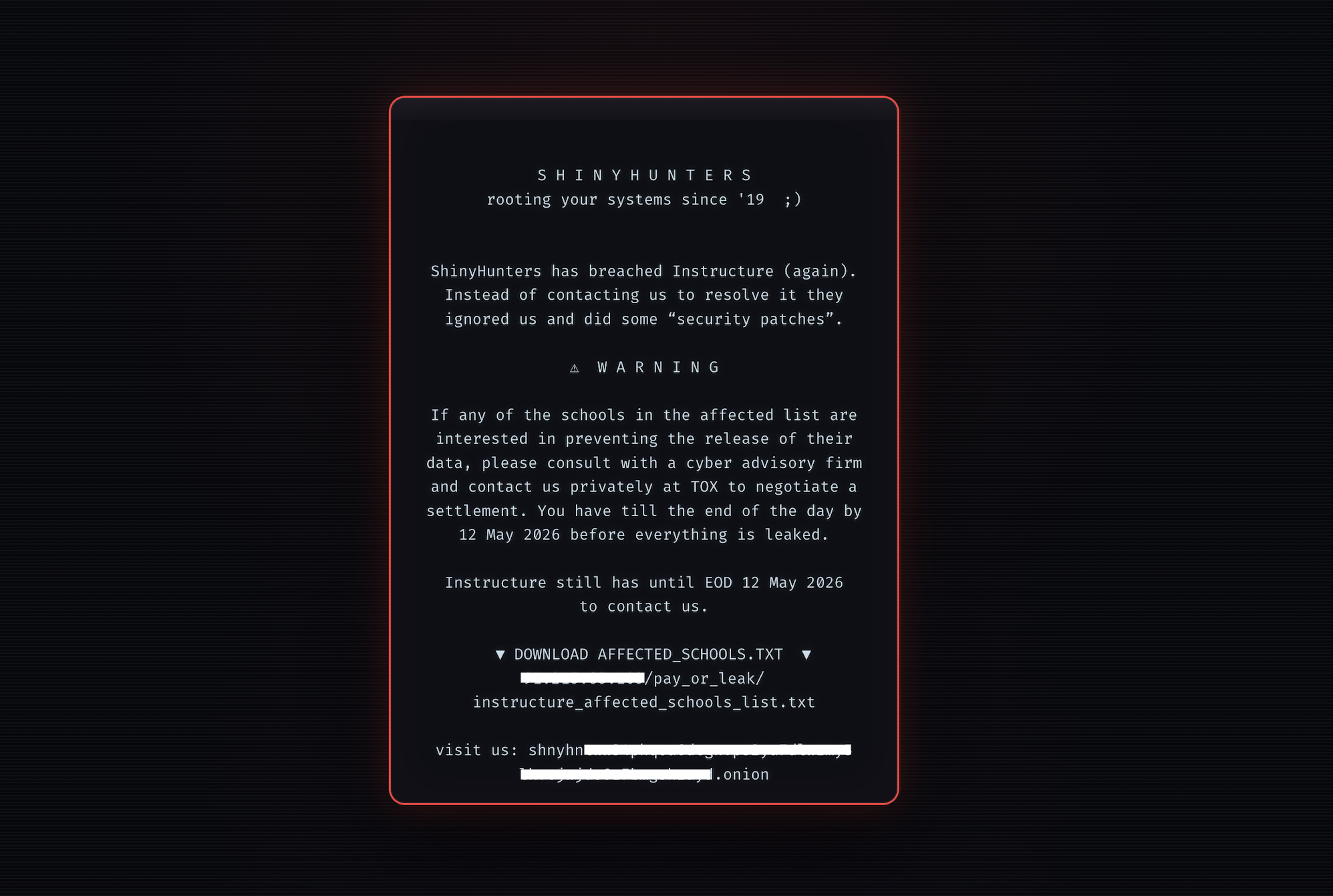Hackers threaten schools after Canvas data breach